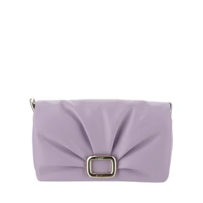 Roger Vivier Ruched Detailed Mini Crossbody Bag In Lilac