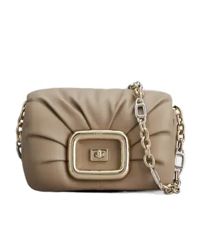 Roger Vivier Ruched Leather Crossbody Bag In Nude