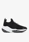 Roger Vivier Roger Viv Mesh Crystal Embellished Slip On Sneakers In Black Nylon In Black