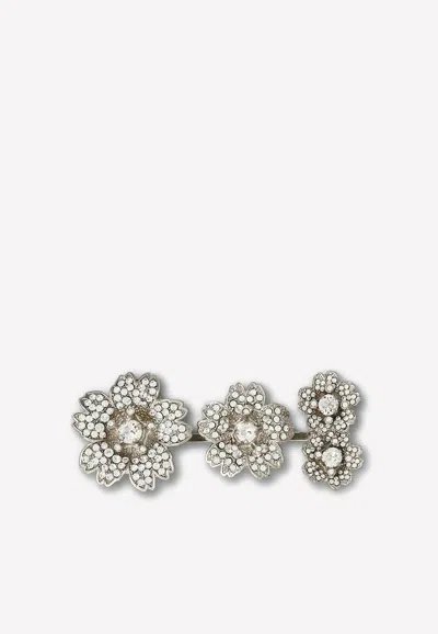 Roger Vivier Rv Bouquet Crystal Ring In Silver
