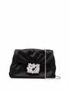 Roger Vivier Rv Bouquet Satin Clutch In Black