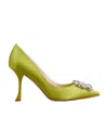 Roger Vivier 85 Bouquet Strass Buckle Pumps In Satin