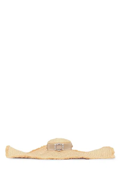 Roger Vivier Rv Broche Extra Rafia Hat In Transparent