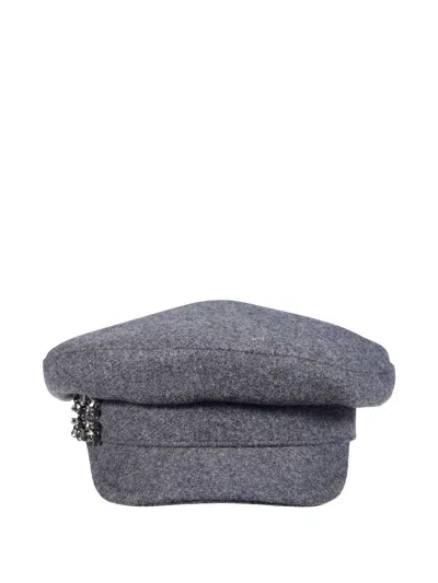 Roger Vivier Rv Broche Wool Sailor Hat In Gray
