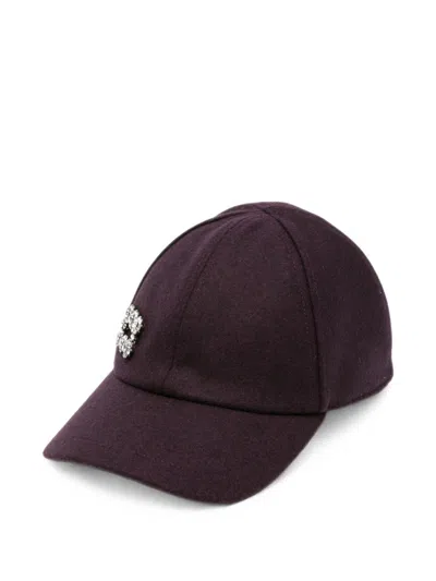 Roger Vivier Rv Flower Strass Baseball Cap In Red