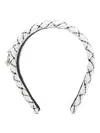 Roger Vivier Checkered Crystal Buckle Embellished Wide Headband In White
