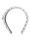 Roger Vivier Checkered Crystal Buckle Embellished Wide Headband In White