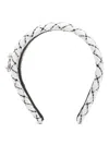 Roger Vivier Checkered Crystal Buckle Embellished Wide Headband In White