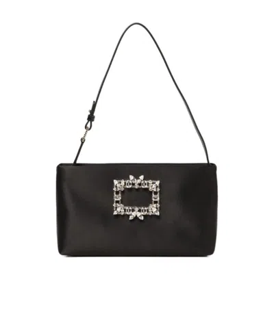 Roger Vivier Rv Nightlily Broche Vivier Buckle Mini Bag In Black
