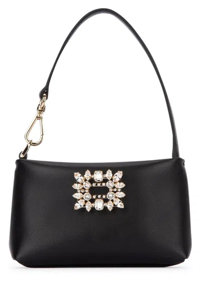 Roger Vivier Rv Nightlily Charm Micro Bag In Nappa Leather In Black