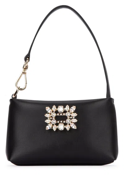 ROGER VIVIER RV NIGHTLILY BUCKLE EMBELLISHED SHOUDER BAG