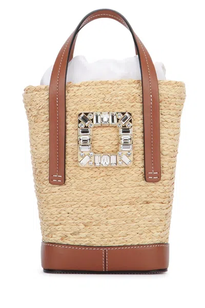 Roger Vivier Rv Skate Straw Flowers Basket In Brown