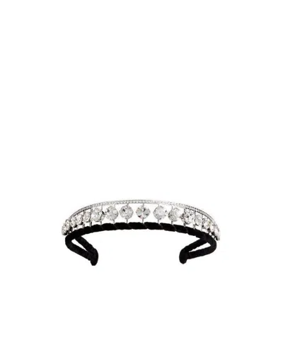 Roger Vivier Rv Strass Velvet Headband In Black, Silver