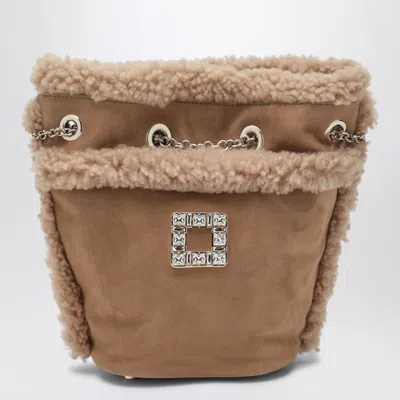 Roger Vivier Tres Vivier Backpack With Buckle And Chain Strap In Brown