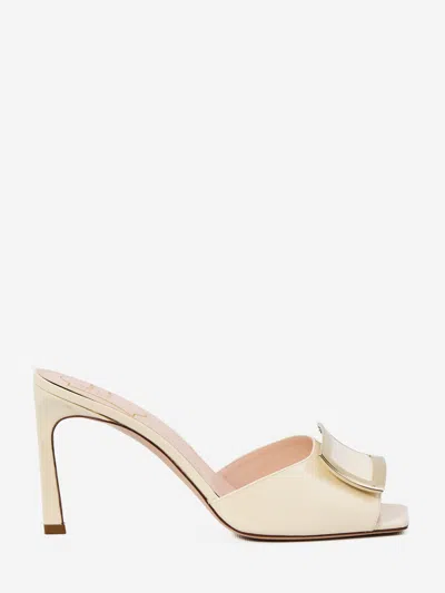 Roger Vivier Trompette 85 Patent Leather Mules In White