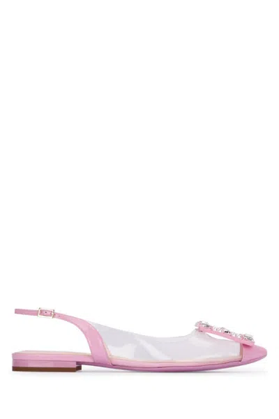 Roger Vivier Flache Slingback-schuhe Mit Spitzer Kappe Aus Tpu Mit Kristallverzierung In Baby-pink
