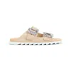 Roger Vivier Chic Raffia Slidy Flat With Rhinestone Buckle In Brown