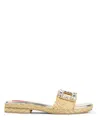 Roger Vivier Crystal Buckle Braided Raffia Espadrilles In Beige