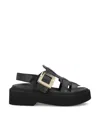 Roger Vivier Viv Rangers Buckled Flat Sandals In Black