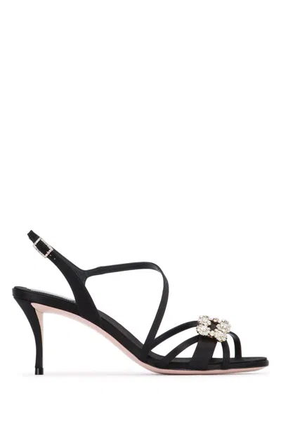 Roger Vivier Mini Flower Strass Sandal 65 In Black