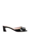 Roger Vivier Trompette 45 Patent-leather Slides In Black
