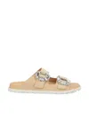 Roger Vivier Beige Suede Slidy Viv Mule In Meat