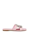Roger Vivier 5mm New Metal Buckle Leather Slide Flats In Teen Pink