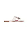 Roger Vivier 5mm New Metal Buckle Leather Slides In White