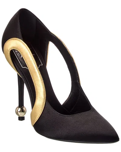 Roger Vivier Satin & Leather Pump In Black