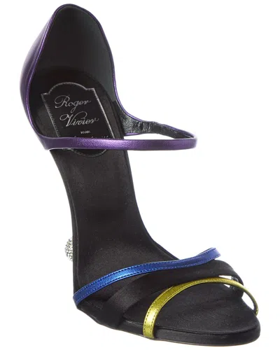 Roger Vivier Satin & Leather Sandal In Black