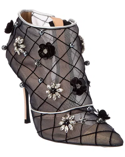 Roger Vivier Satin & Mesh Boot In Black