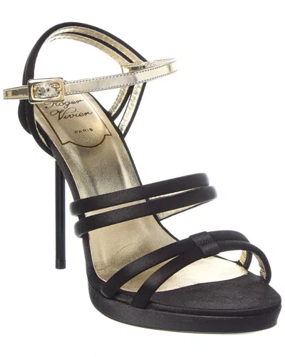 Roger Vivier Satin & Patent Sandal In Black