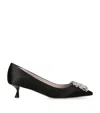 Roger Vivier Satin Bouquet Strass Buckle Pumps 45 In Black