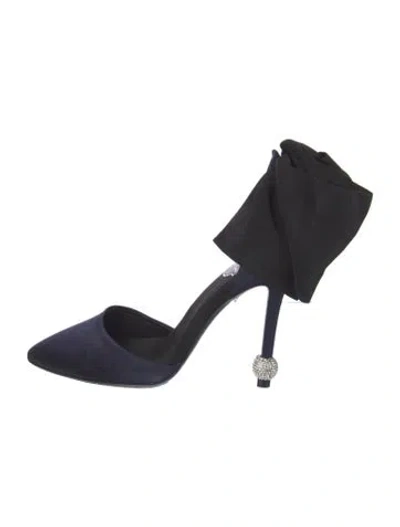 Pre-owned Roger Vivier Satin Bow Accents D'orsay Pumps In Blue