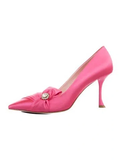 Pre-owned Roger Vivier Satin Bow Accents Pumps In Pink