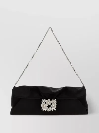 Roger Vivier Satin Chain Strap Rectangular Clutch