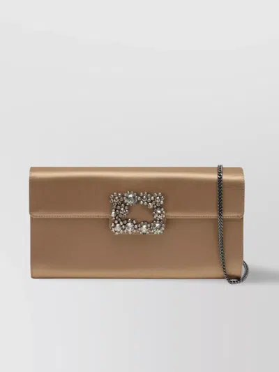 Roger Vivier Satin Clutch Bag Buckle Embellished