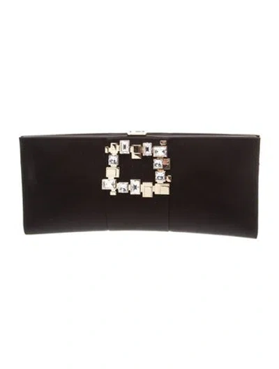 Pre-owned Roger Vivier Satin Clutch In Black
