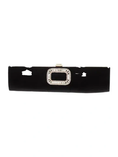 Pre-owned Roger Vivier Satin Clutch In Black