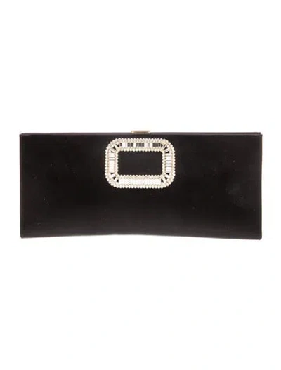 Pre-owned Roger Vivier Satin Clutch In Black