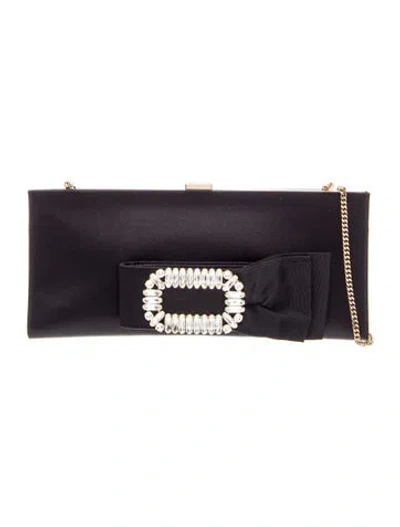 Pre-owned Roger Vivier Satin Clutch In Black