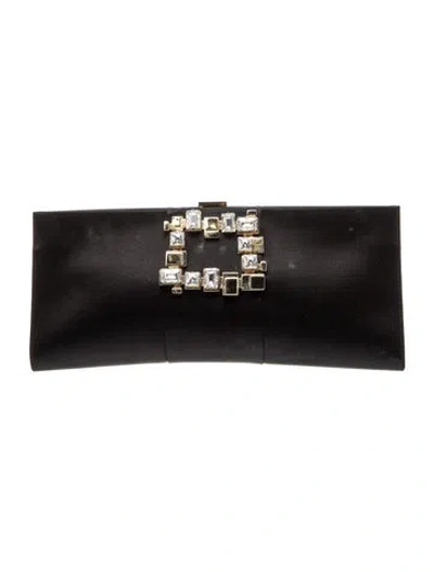 Pre-owned Roger Vivier Satin Clutch In Black