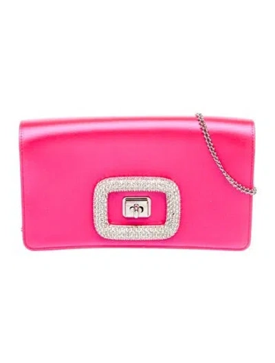 Pre-owned Roger Vivier Satin Clutch In Pink