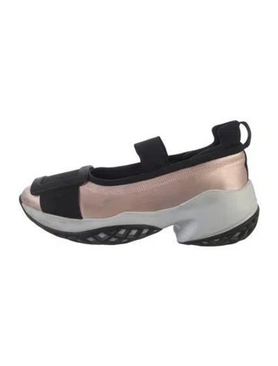 Pre-owned Roger Vivier Satin Colorblock Pattern Loafer Sneakers In Pink