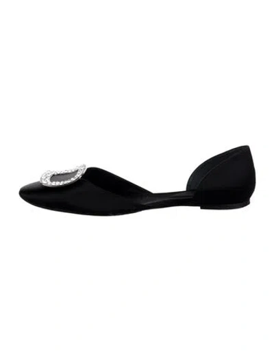 Pre-owned Roger Vivier Satin Crystal Embellishments D'orsay Flats In Black