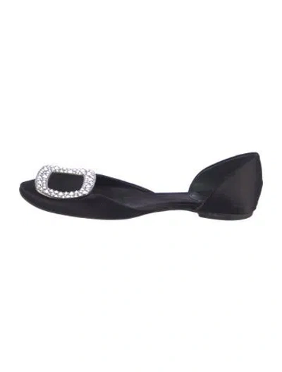 Pre-owned Roger Vivier Satin Crystal Embellishments D'orsay Flats In Blue