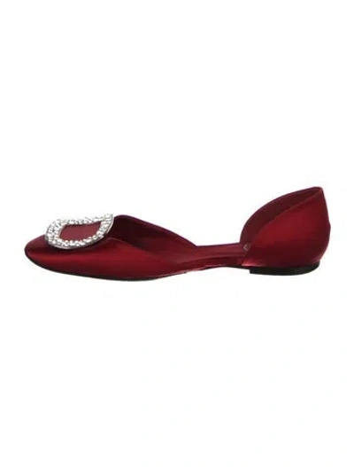 Pre-owned Roger Vivier Satin Crystal Embellishments D'orsay Flats In Red