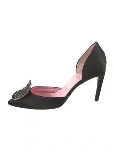 Pre-owned Roger Vivier Satin Crystal Embellishments D'orsay Pumps In Black