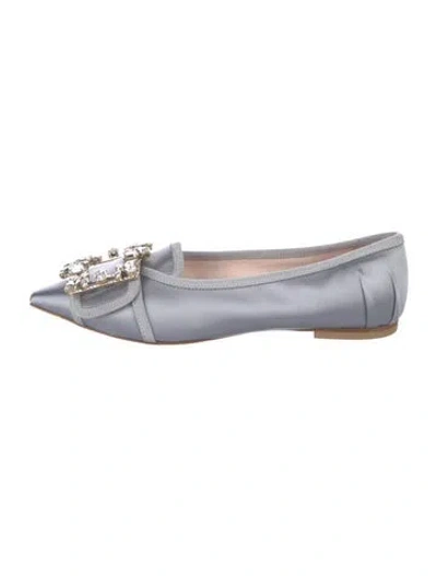 Pre-owned Roger Vivier Satin Crystal Embellishments Loafers In Blue