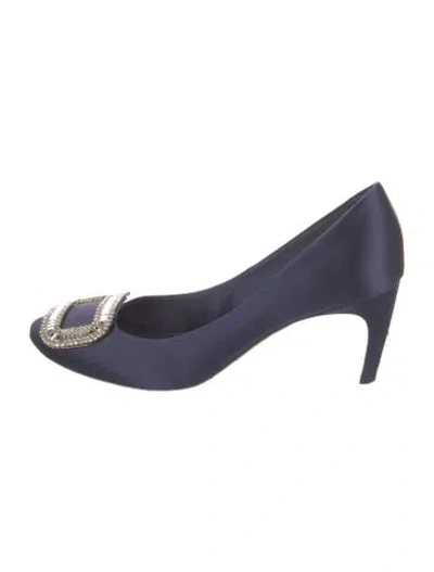 Pre-owned Roger Vivier Satin Crystal Embellishments Pumps In Blue